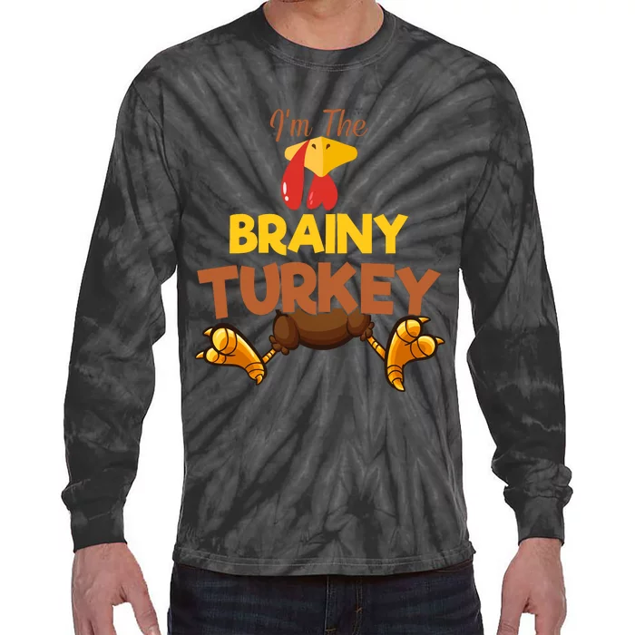 Brainy Turkey Matching Family Group Thanksgiving Gifts Tie-Dye Long Sleeve Shirt