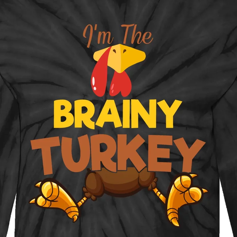 Brainy Turkey Matching Family Group Thanksgiving Gifts Tie-Dye Long Sleeve Shirt