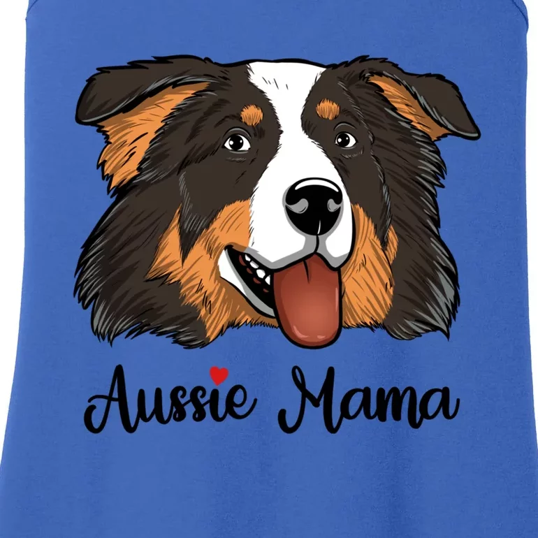 Black Tri Mom Heart Australian Shepherd Mom Aussie Mama Gift Ladies Essential Tank