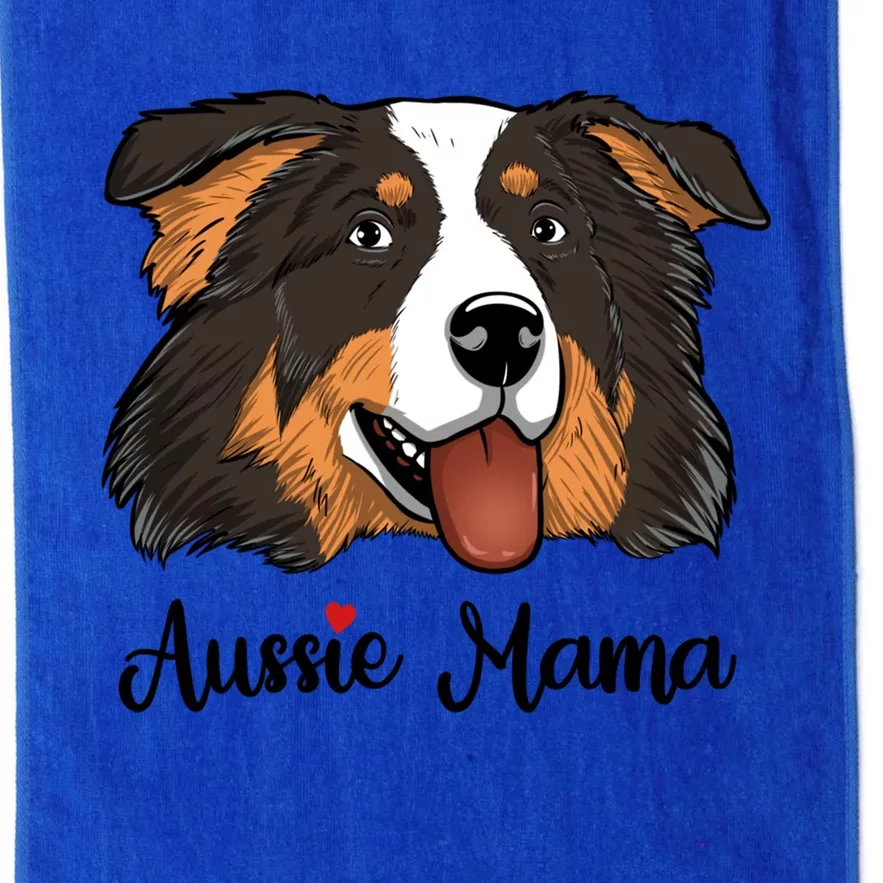 Black Tri Mom Heart Australian Shepherd Mom Aussie Mama Gift Platinum Collection Golf Towel