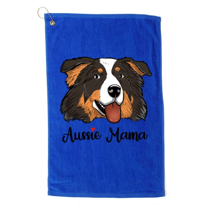 Black Tri Mom Heart Australian Shepherd Mom Aussie Mama Gift Platinum Collection Golf Towel