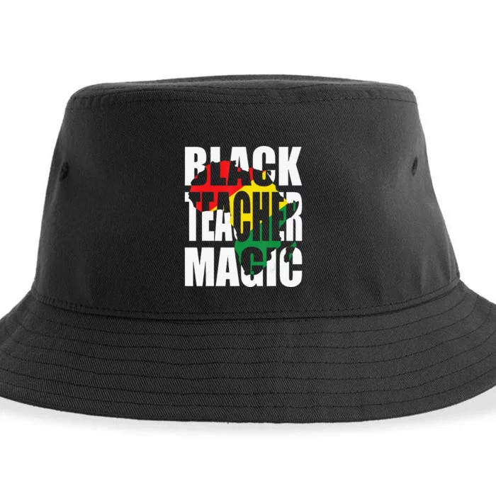 Black Teacher Magic History Month Patriotic African American Sustainable Bucket Hat