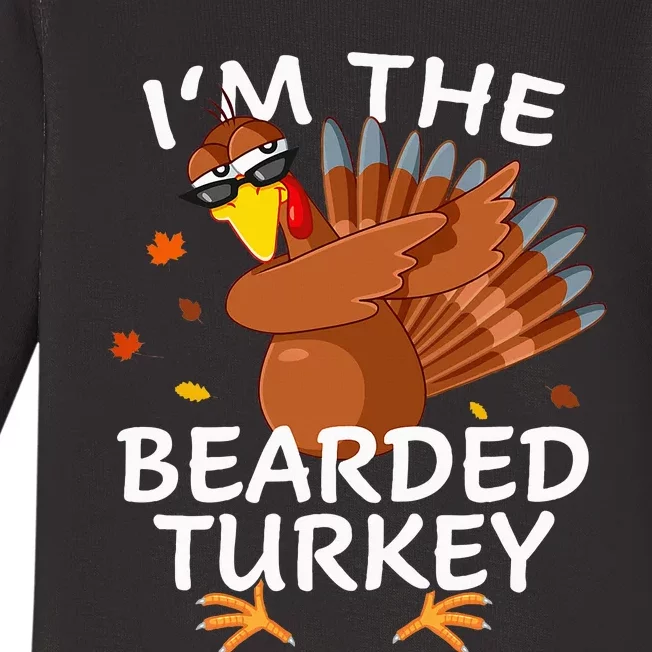 Bearded Turkey Matching Outfit Thanksgiving Pajamas Baby Long Sleeve Bodysuit