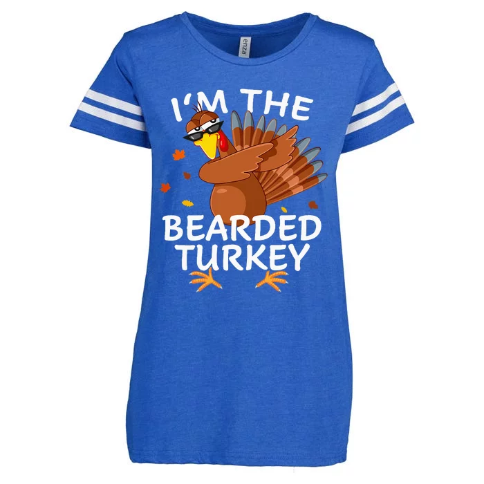 Bearded Turkey Matching Outfit Thanksgiving Pajamas Enza Ladies Jersey Football T-Shirt