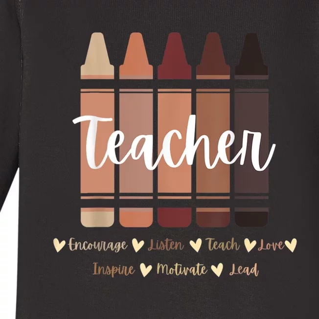 Black Teacher Melanin Crayons, Black History Month Baby Long Sleeve Bodysuit