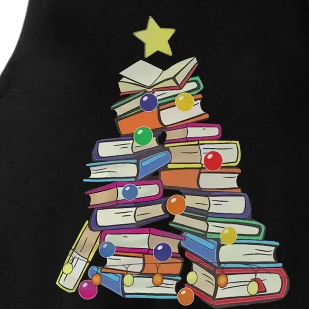 Books Tree Merry Christmas Book Lover Literature Readers Gift Ladies Tri-Blend Wicking Tank