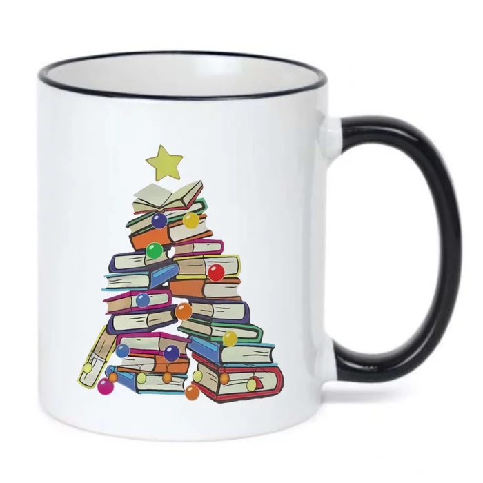 Books Tree Merry Christmas Book Lover Literature Readers Gift Black Color Changing Mug