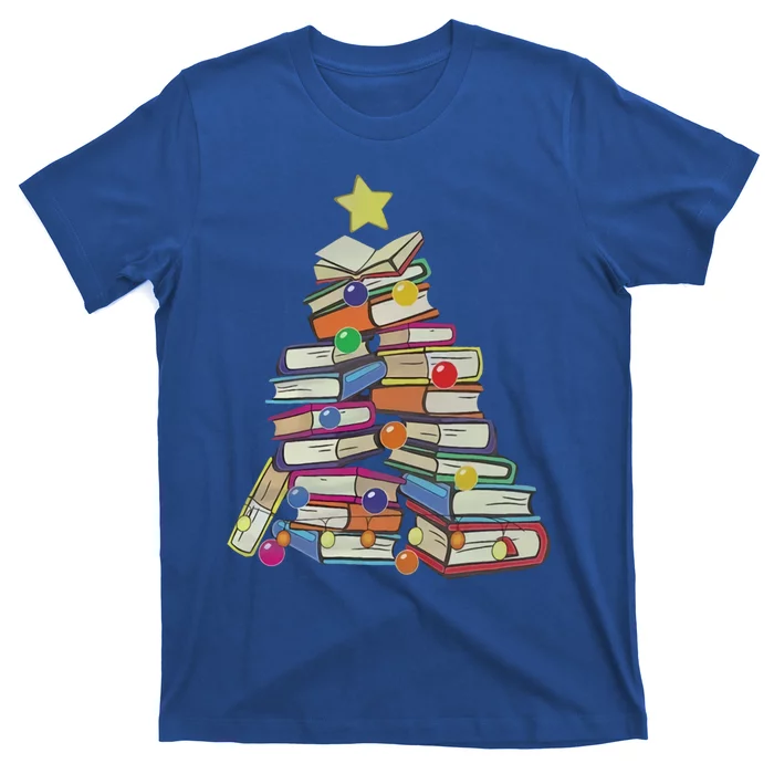 Books Tree Merry Christmas Book Lover Literature Readers Gift T-Shirt