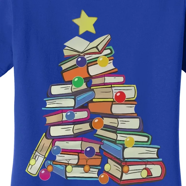 Books Tree Merry Christmas Book Lover Literature Readers Gift Women's T-Shirt