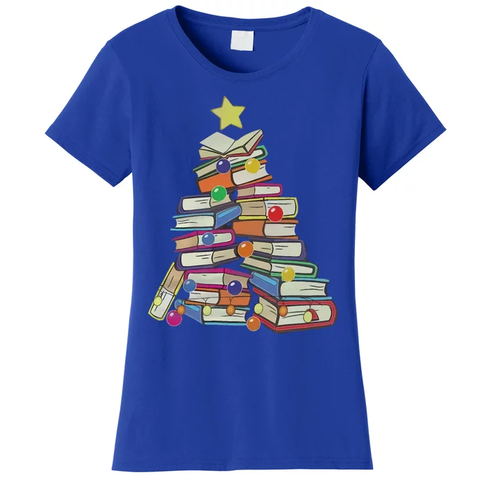 Books Tree Merry Christmas Book Lover Literature Readers Gift Women's T-Shirt