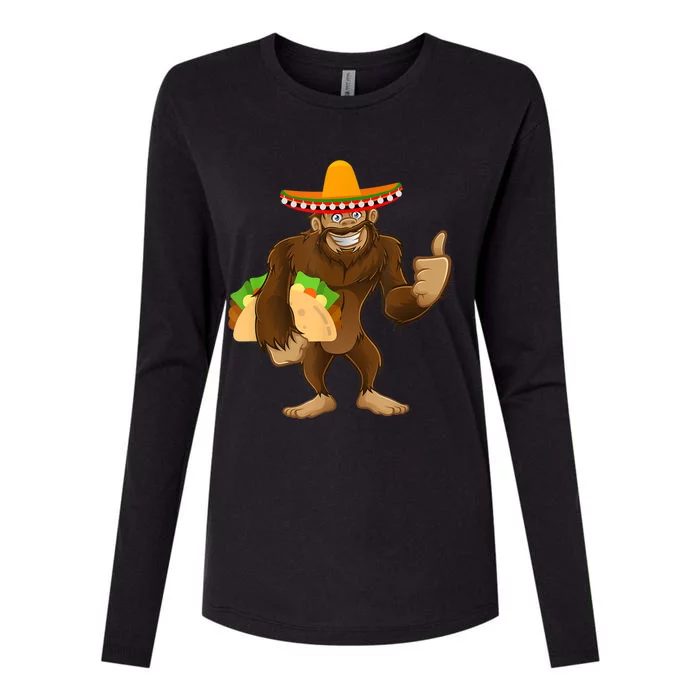 Bigfoot Taco Mexico Party Cinco De Mayo Party Food Sasquatch Womens Cotton Relaxed Long Sleeve T-Shirt