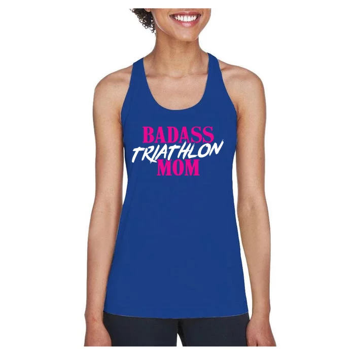 Badass Triathlon Mom Of A Triathlete Gift Women's Racerback Tank