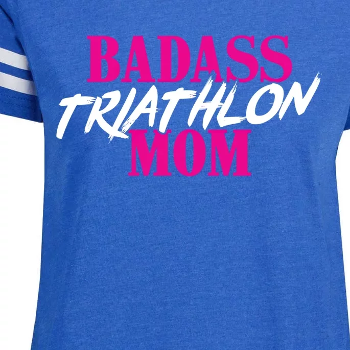 Badass Triathlon Mom Of A Triathlete Gift Enza Ladies Jersey Football T-Shirt