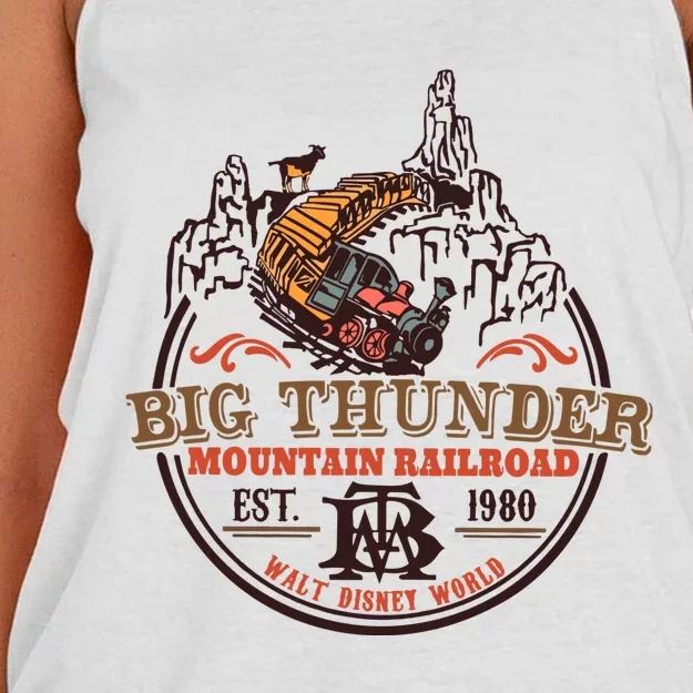 Big Thunder Mountain Railroad Est 1980 Women's Knotted Racerback Tank