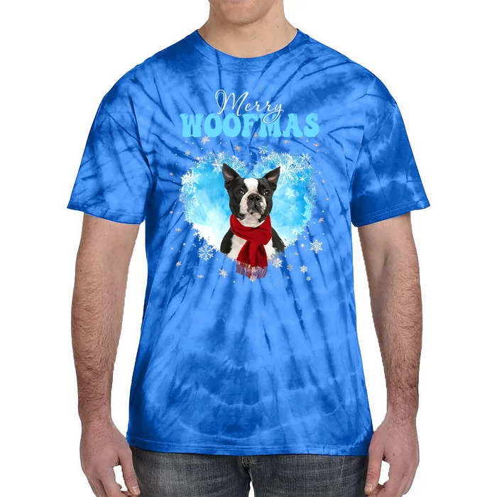 Boston Terrier Merry Woofmas Christmas Heart Winter Great Gift Tie-Dye T-Shirt