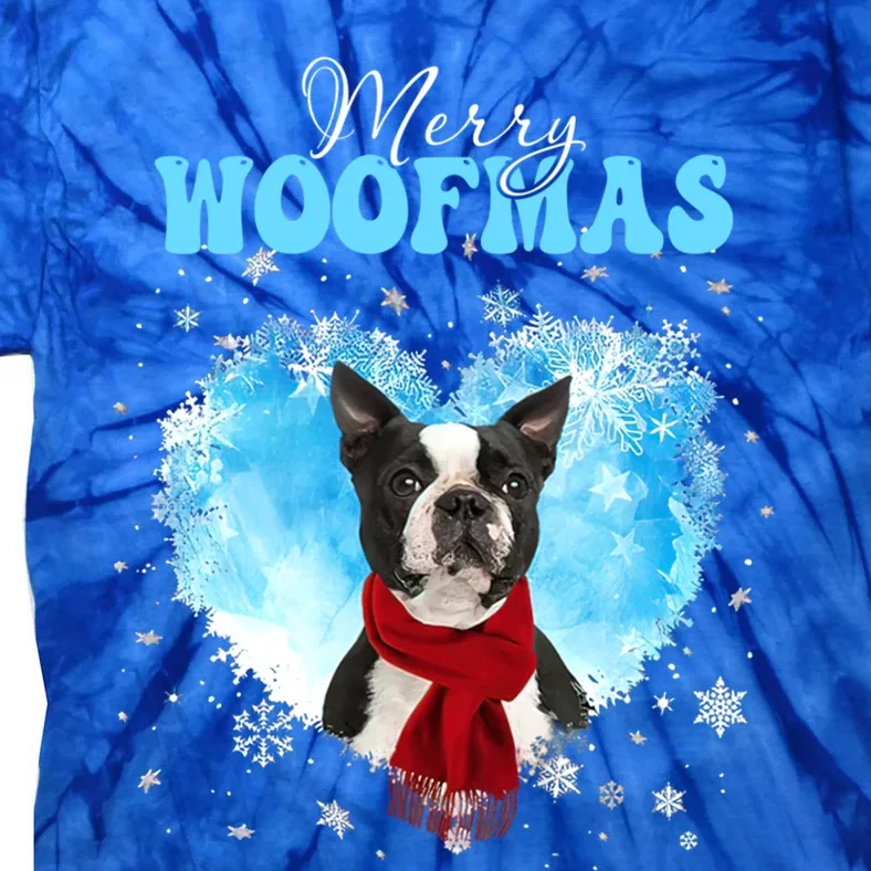 Boston Terrier Merry Woofmas Christmas Heart Winter Great Gift Tie-Dye T-Shirt