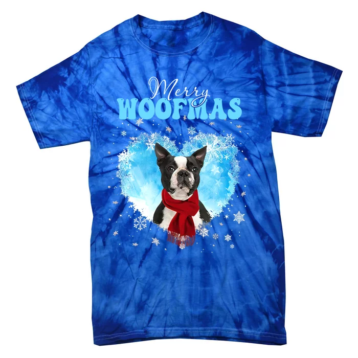 Boston Terrier Merry Woofmas Christmas Heart Winter Great Gift Tie-Dye T-Shirt