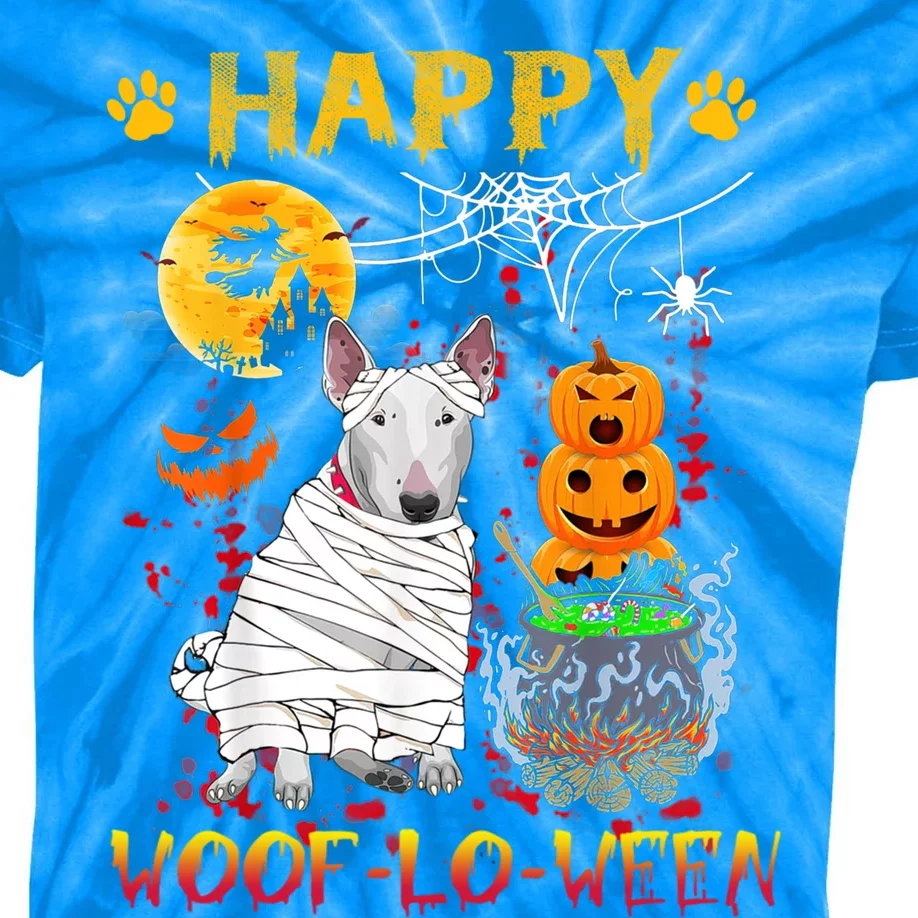 Bull Terrier Mummy Happy Woofgreat Giftlogreat Giftween Halloween Pumpkin Gift Kids Tie-Dye T-Shirt