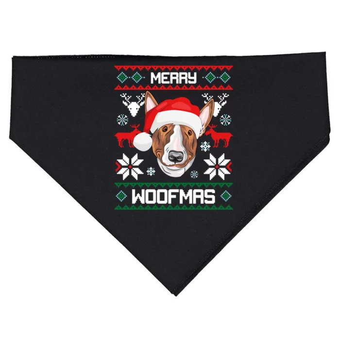 Bull Terrier Merry Woofmas Gift For Christmas Dog Xmas Xmas Gift USA-Made Doggie Bandana