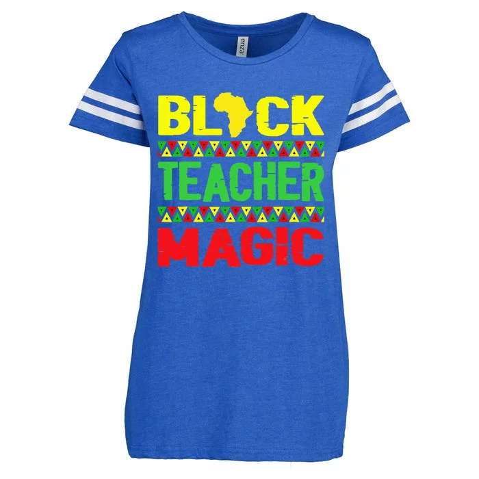 Black Teacher Magic Melanin Pride Juneteenth History Month Enza Ladies Jersey Football T-Shirt