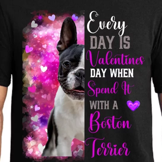 Boston Terrier Mom Funny Valentines Day Dog Lovers Hearts Cute Gift Pajama Set