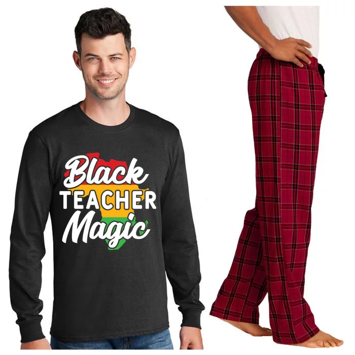 Black Teacher Magic Funny African American School Teacher Meaningful Gift Long Sleeve Pajama Set