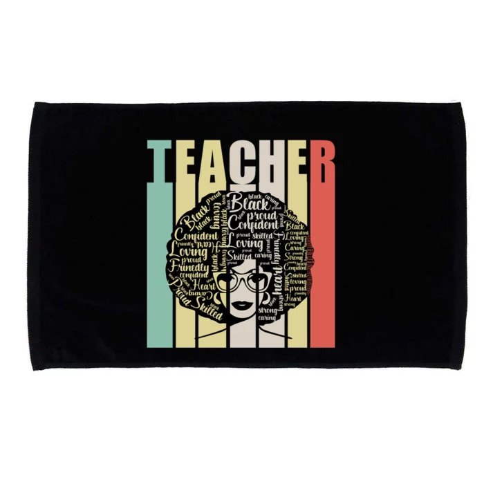 Black Teacher Melanin Poppin Afro African American Teachers Cool Gift Microfiber Hand Towel