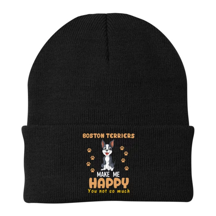 Boston Terriers Make Me Happy You Not So Much Knit Cap Winter Beanie