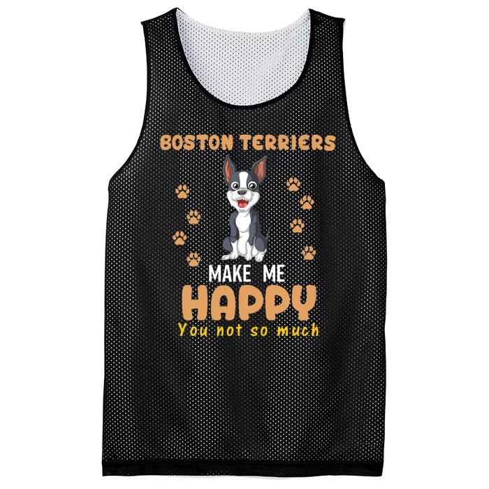 Boston Terriers Make Me Happy You Not So Much Mesh Reversible Basketball Jersey Tank