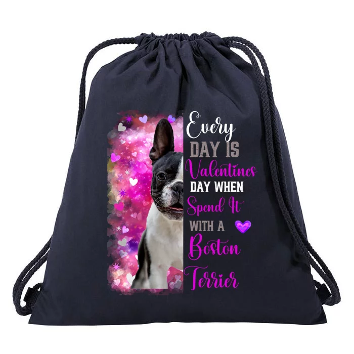 Boston Terrier Mom Funny Valentines Day Dog Lovers Hearts Gift Drawstring Bag