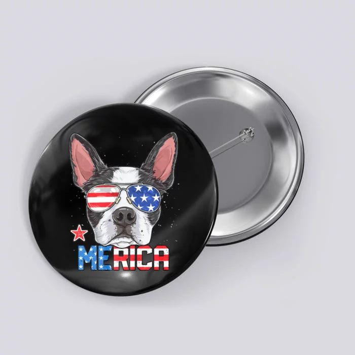 Boston Terrier Merica 4th Of July Dog Puppy Button