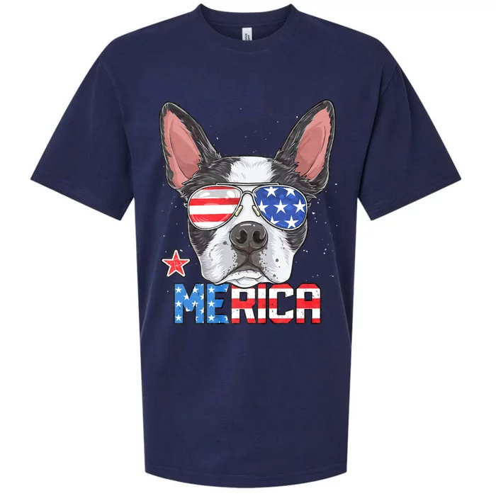 Boston Terrier Merica 4th Of July Dog Puppy Sueded Cloud Jersey T-Shirt