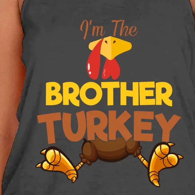 Brother Turkey Matching Family Group Thanksgiving Gifts Women's Knotted Racerback Tank