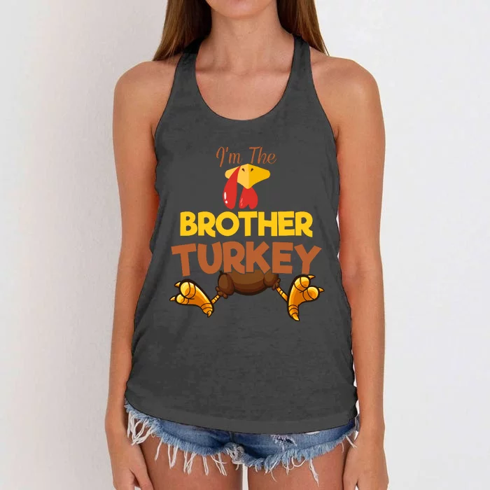 Brother Turkey Matching Family Group Thanksgiving Gifts Women's Knotted Racerback Tank