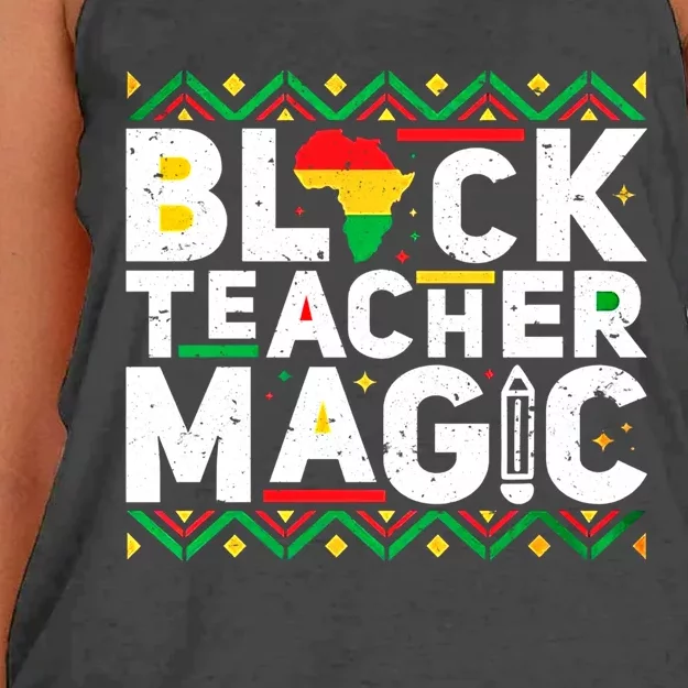 Black Teacher Magic Tee Teacher Black History Month Cute Gift Women's Knotted Racerback Tank