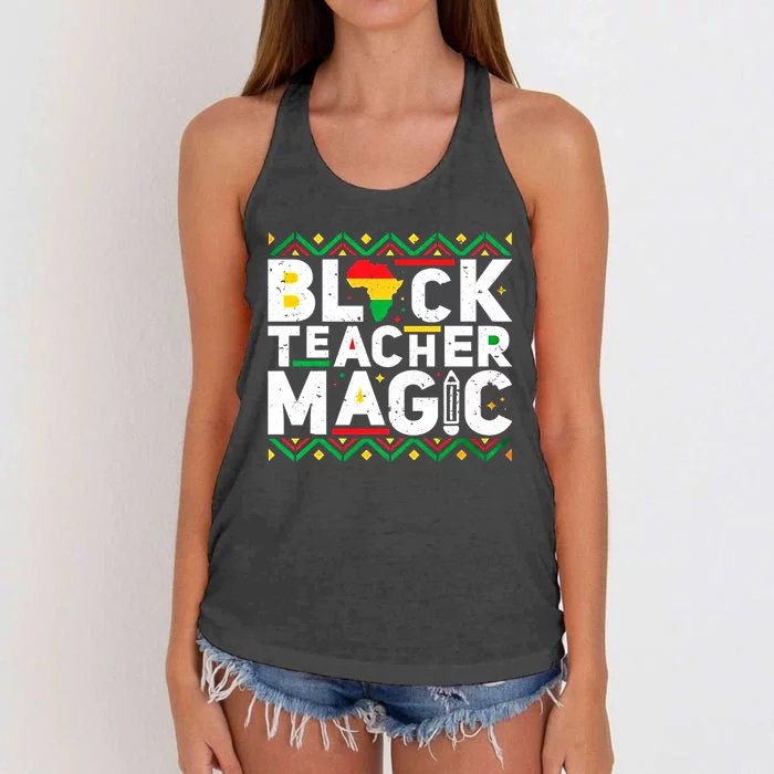 Black Teacher Magic Tee Teacher Black History Month Cute Gift Women's Knotted Racerback Tank