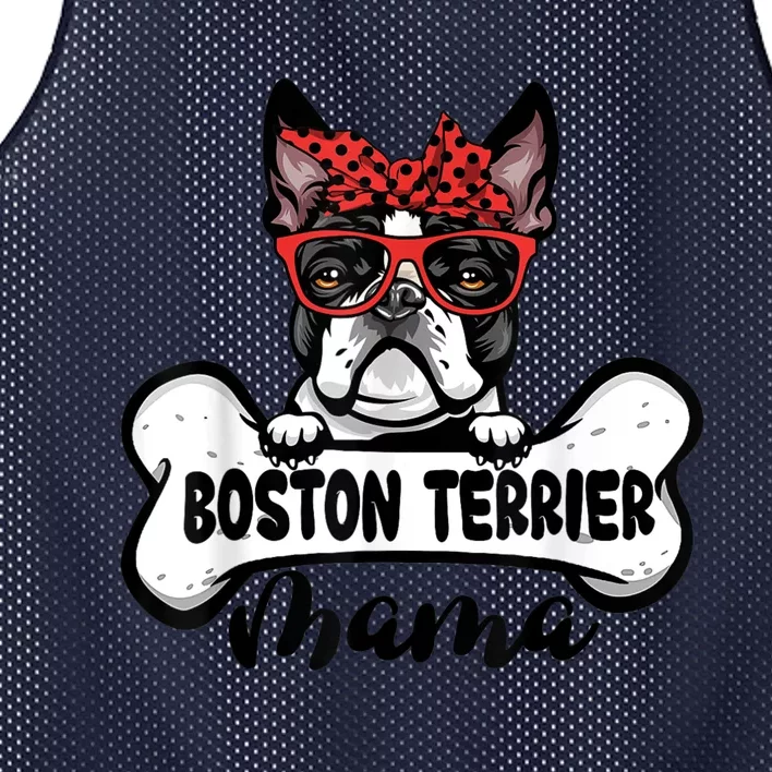 Boston Terrier Mama Dog Bone Mothers Day Dog Mom Mesh Reversible Basketball Jersey Tank