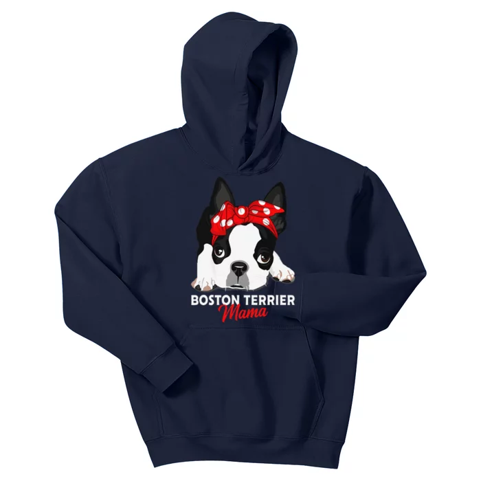 Boston Terrier Mama Cute Bostie Dog Mom Funny Gift Kids Hoodie