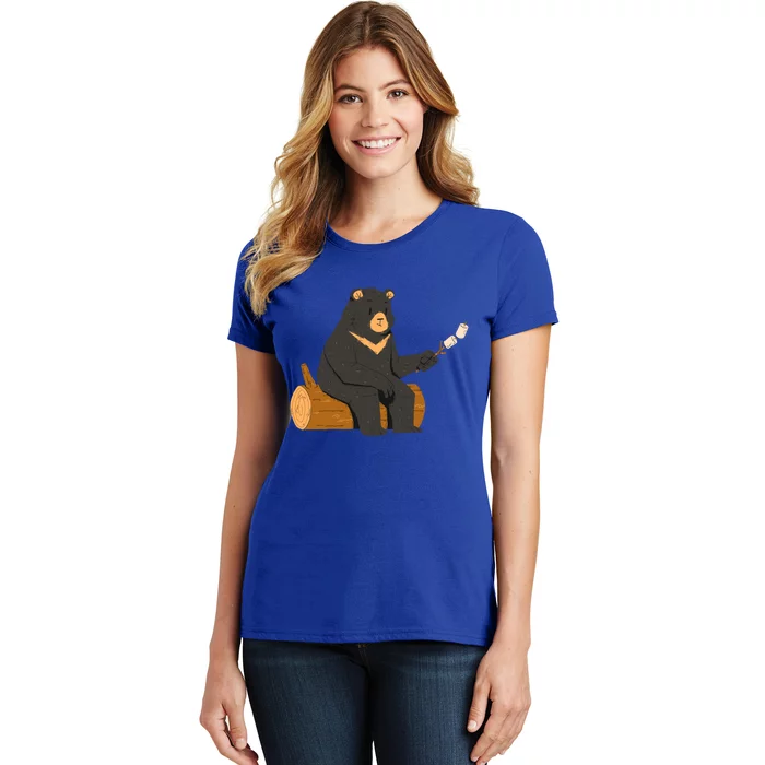 Bear Toasting Marshmallows Camping Crew Road Trip Gift Women's T-Shirt