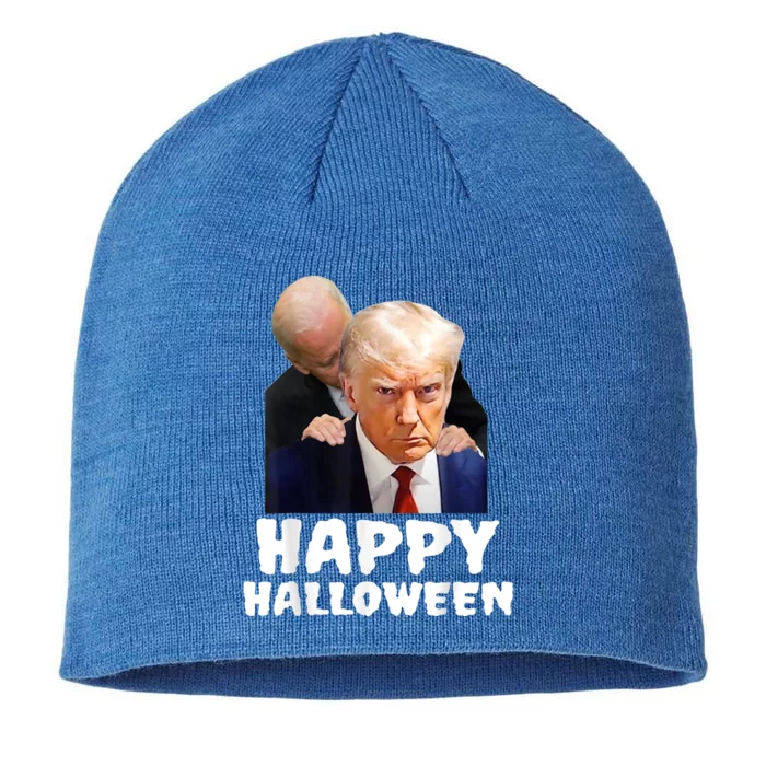 Biden Trump Mugshot Happy Halloween In Prison MUG SHOT 8 1/2in Sustainable Knit Beanie