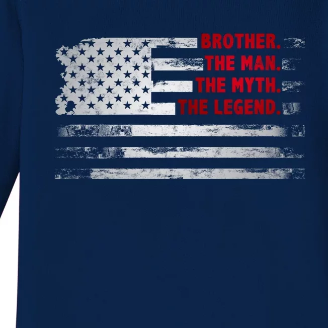 Brother The Myth Legend Usa Flag Father’s Day Gift Dad Gift Baby Long Sleeve Bodysuit