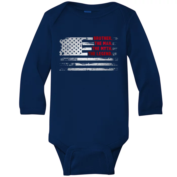 Brother The Myth Legend Usa Flag Father’s Day Gift Dad Gift Baby Long Sleeve Bodysuit