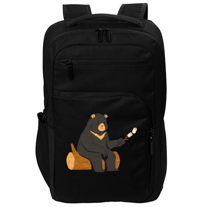 Bear Toasting Marshmallows Camping Crew Road Trip Funny Gift Impact Tech Backpack