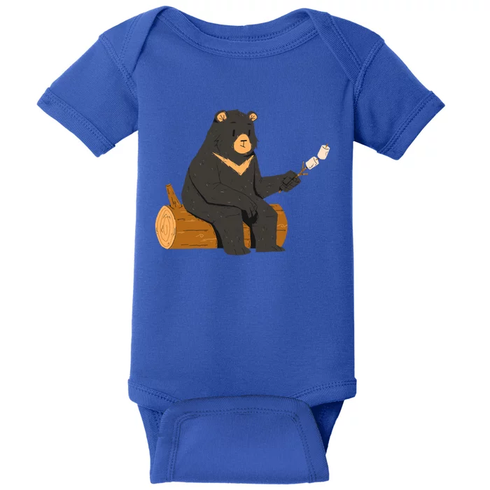 Bear Toasting Marshmallows Camping Crew Road Trip Funny Gift Baby Bodysuit