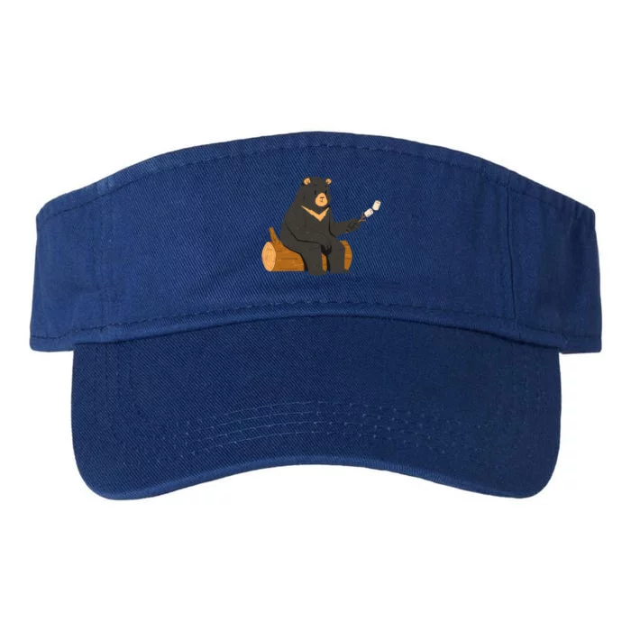 Bear Toasting Marshmallows Camping Crew Road Trip Funny Gift Valucap Bio-Washed Visor