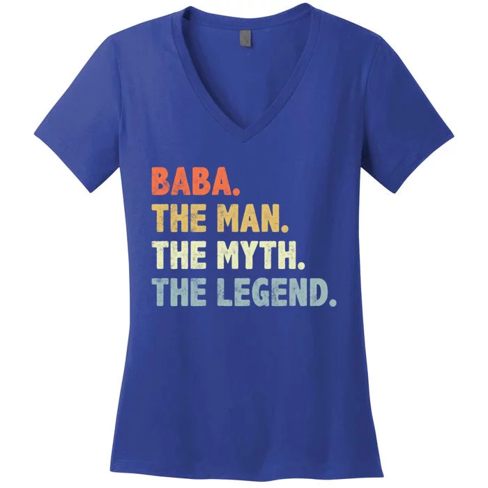 Baba The Myth Legend Father’s Day Gift For Papa Grandpa Gift Women's V-Neck T-Shirt