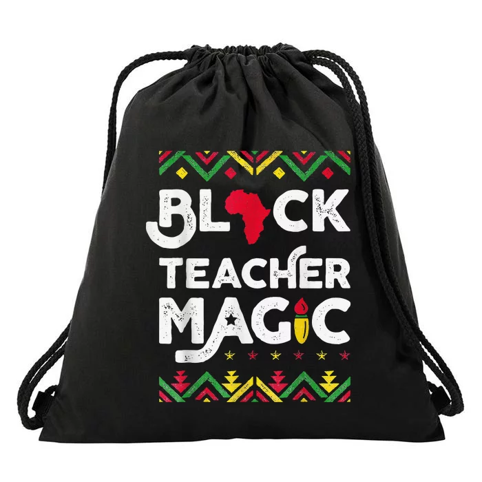 Black Teacher Magic Teacher Black History Month Drawstring Bag