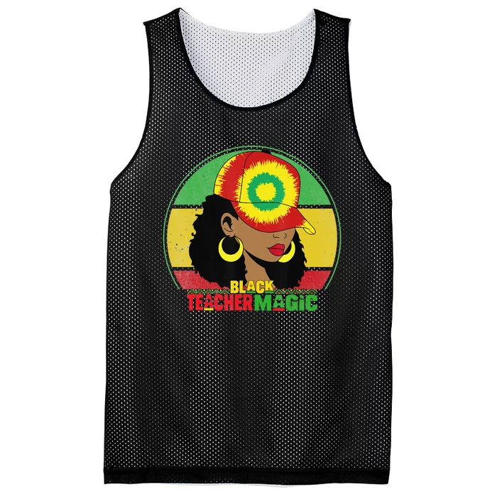 Black Teacher Magic Black History Month Teacher Juneteenth Mesh Reversible Basketball Jersey Tank