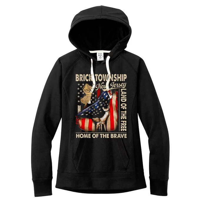 Brick Township New Jersey Usa Flag 4th Of July Women's Fleece Hoodie