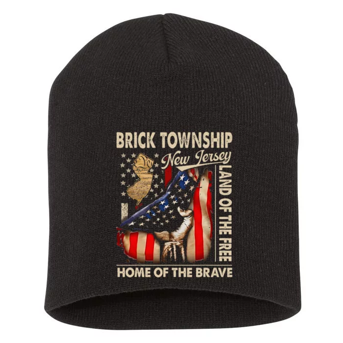 Brick Township New Jersey Usa Flag 4th Of July Short Acrylic Beanie